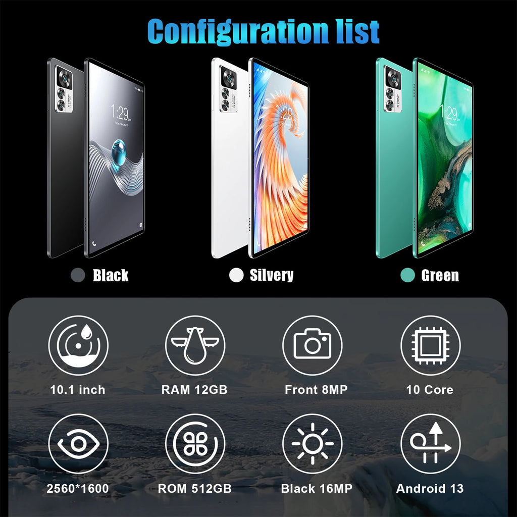 2025 New Cheap PAD 8*8 CPU Battery 4000Mah Type-C USB 3.5 Headphone Interface 10.1-Inch HD Dual SIM Dual Standby Tablet Computer