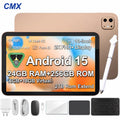 2026 Family 2-In-1 Android 15 Tablet, 10.1" Large Screen,24Gb(6Gb+18Gb) RAM 256GB Storage, Keyboard, Mouse,Stylus, Case Bundle for Kids Learning & Home Use Gift HD Pixel High Murah
