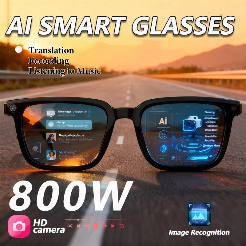 New AI Smart Glasses AI Translation 8MP HD Camera 4K Shooting Image Conversation Recording Listening to Music Smart Glasses