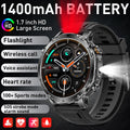 2026 New Built-In 1400Mah Super Large Battery Men Smart Watch Outdoor 1.7" HD Screen IP68 Waterproof BT Call Smartwatch